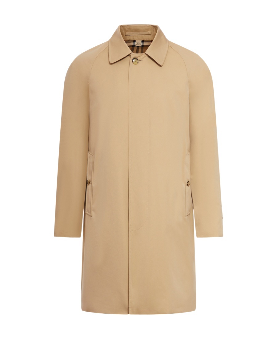 Burberry Beige Single-breasted Trench Coat With Concealed Closure In Gabardine Man In Nude