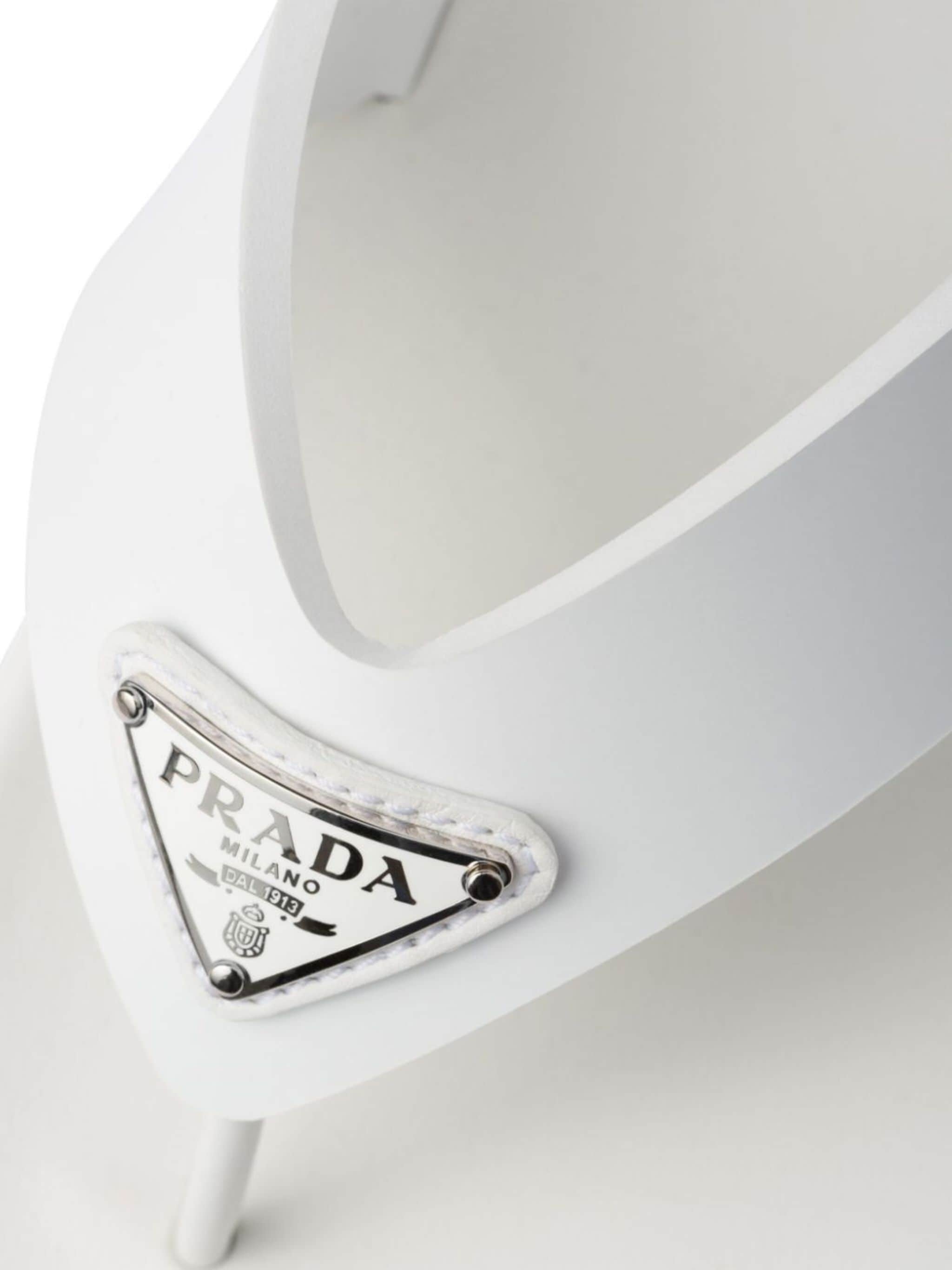 Prada Triangle-logo Flip Flops In White