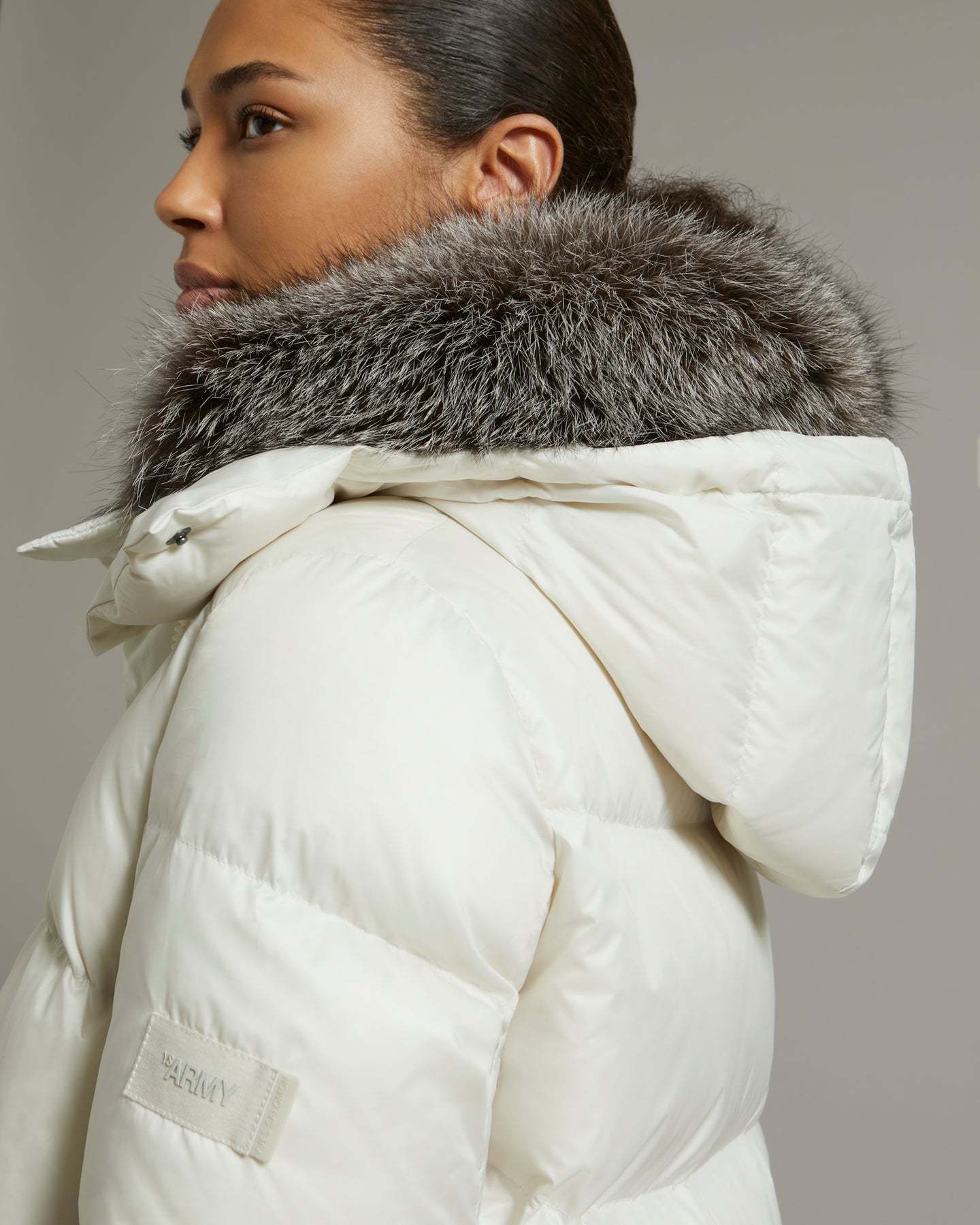 Yves Salomon A-shaped Waterproof Down Jacket In White