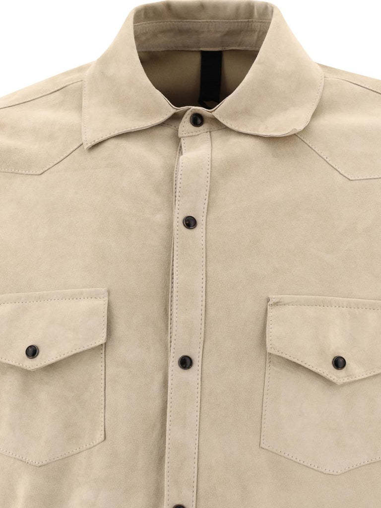 Tagliatore Suede-leather Button-down Shirt Jacket In White