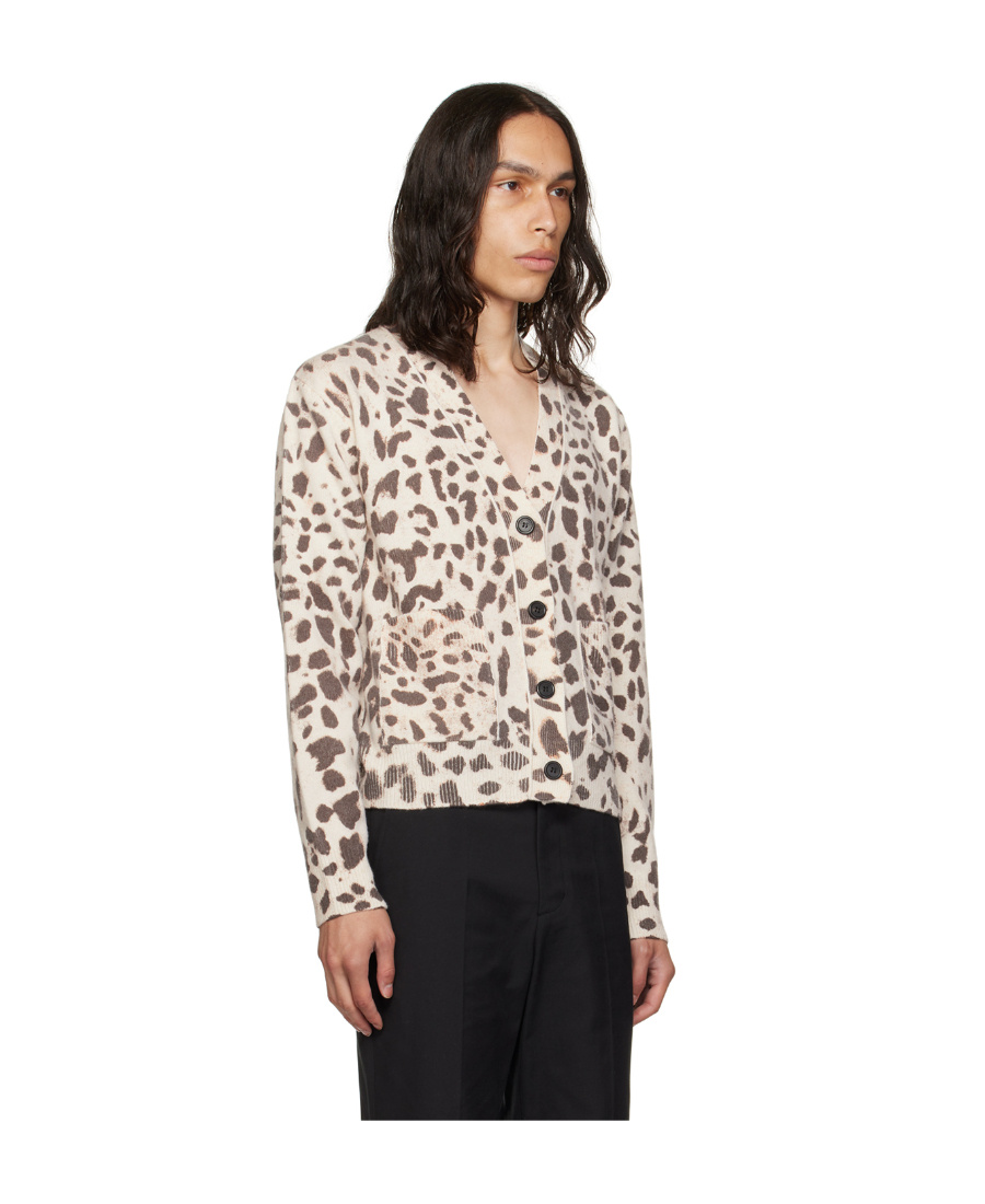 We11 Done Off-white Y-neck Cardigan In Nude