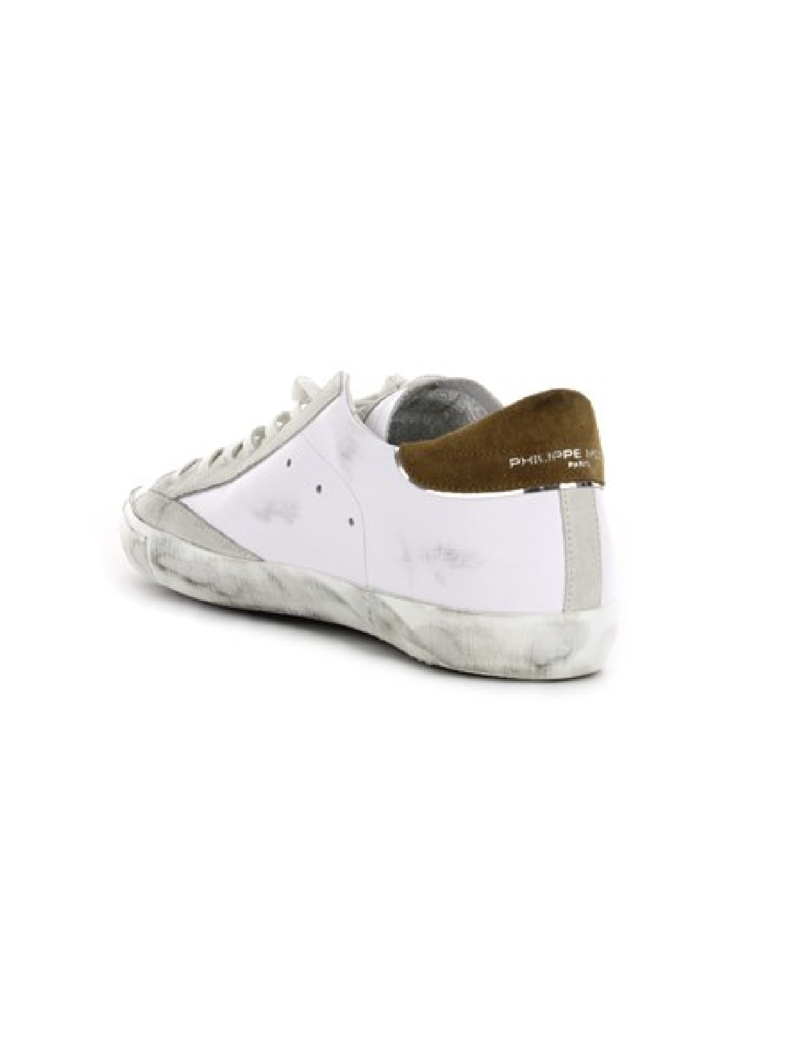 Philippe Model Parisx Sneakers In Leather With Contrasting Heel Tab In White