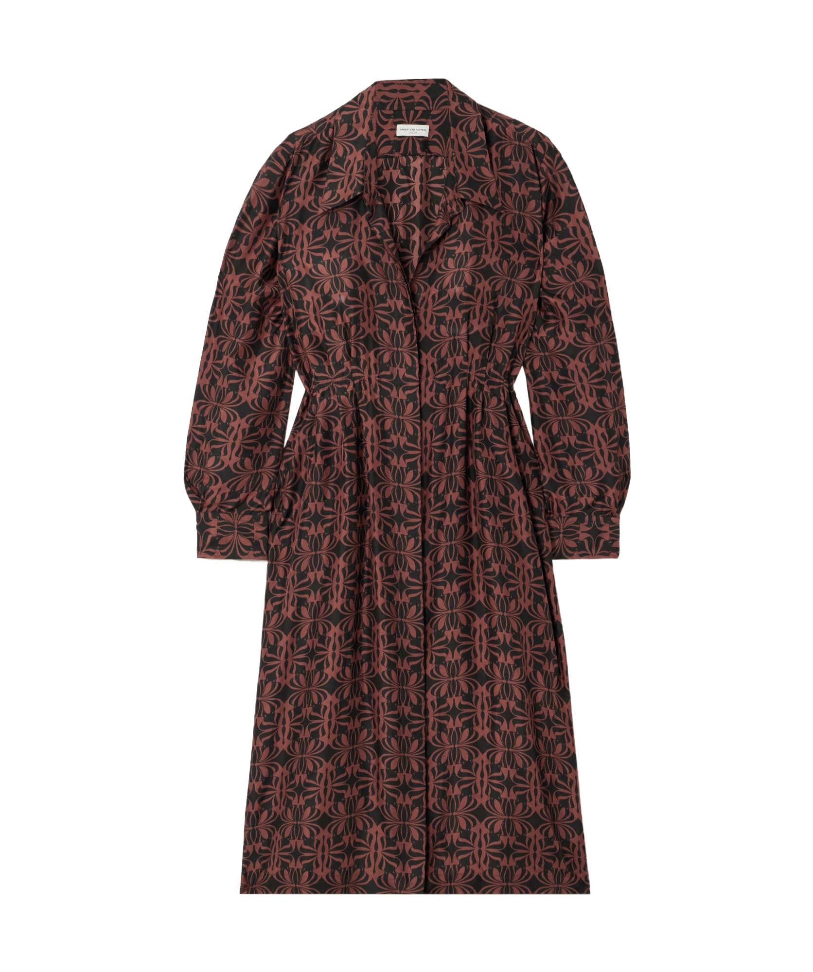 Dries Van Noten Renwicks Abstract-print Belted Long Trench Coat In Red