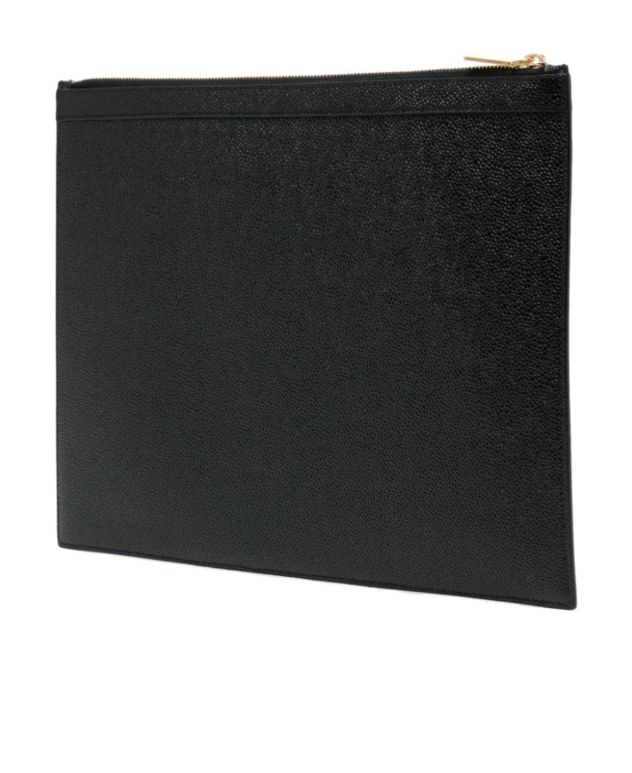 Thom Browne Logo Stamp Clutch Bag In Black