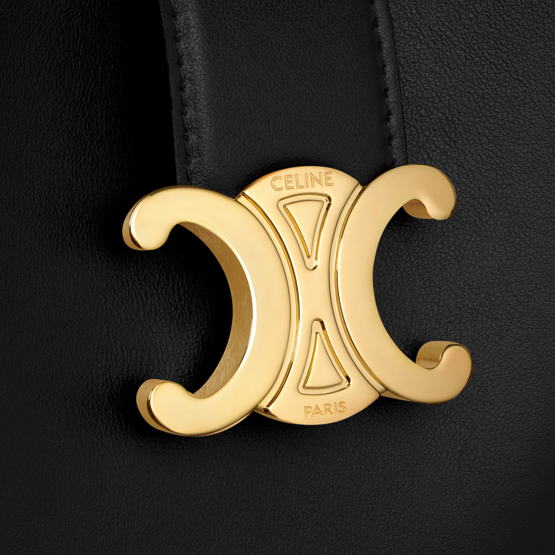 Celine Logo Shoulder Bag In Black