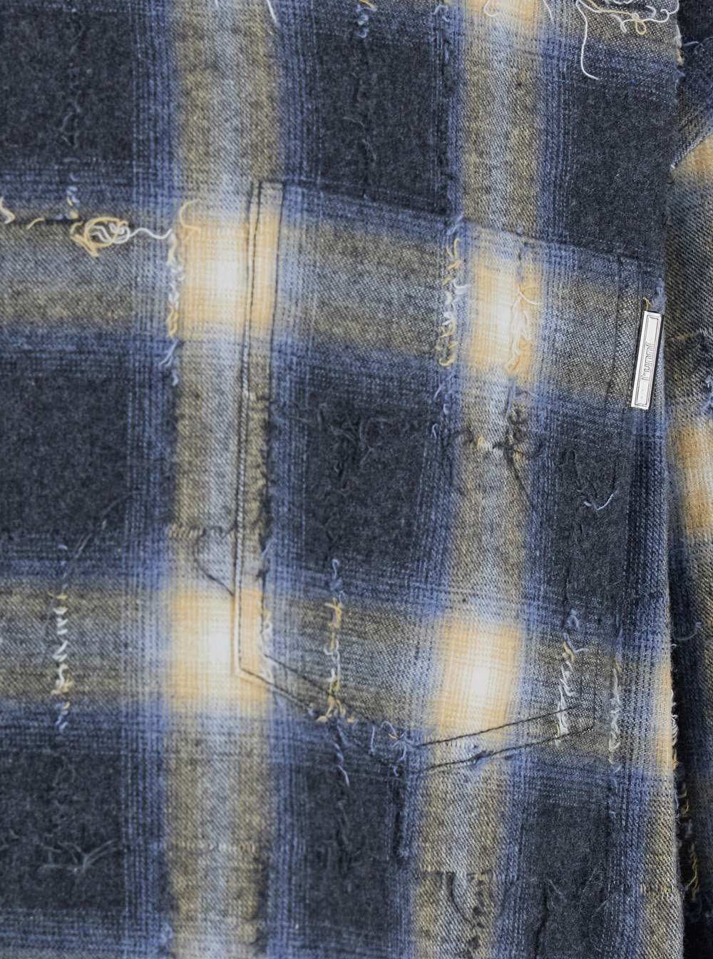Juunj Multicolor Shirt With Classic Collar And All-over Check Motif In Cotton Man In Blue