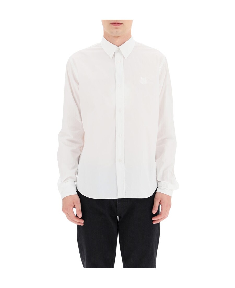 Kenzo Tiger Embroidered Button-front Shirt In White