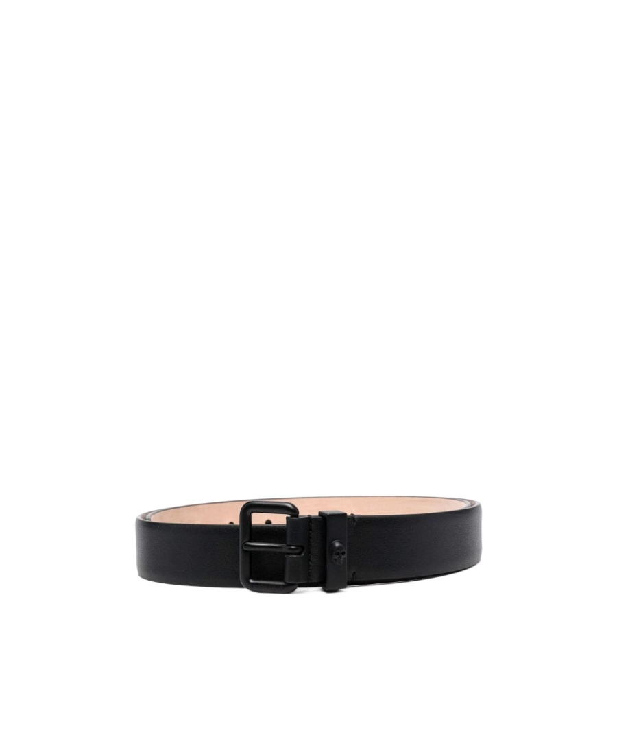 Alexander Mcqueen Skull Leather Buckle Belt In Black