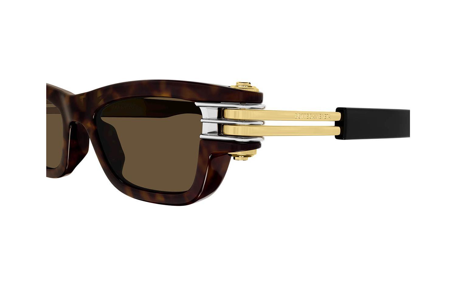 Bottega Veneta Bolt Havana Plastic Rectangle Sunglasses In Tortoise