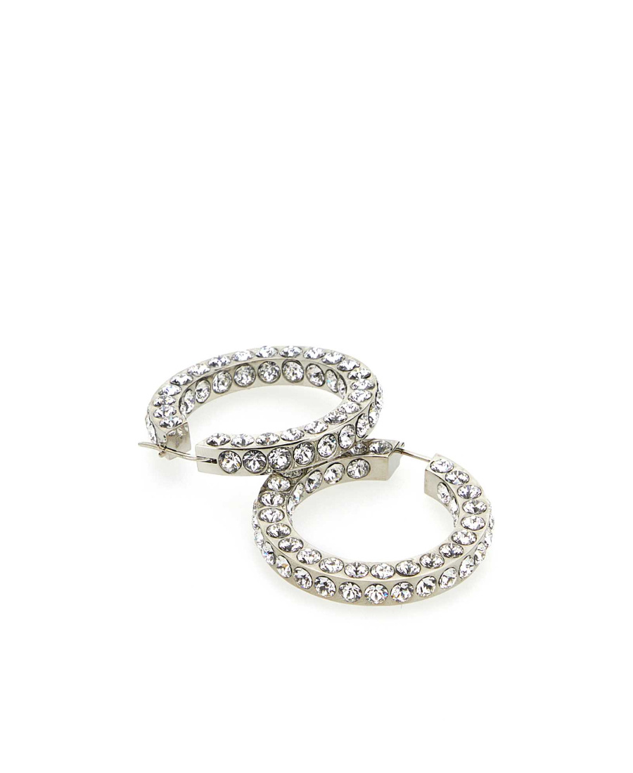 Amina Muaddi Embellished Metal Big Jaheel Earrings In White