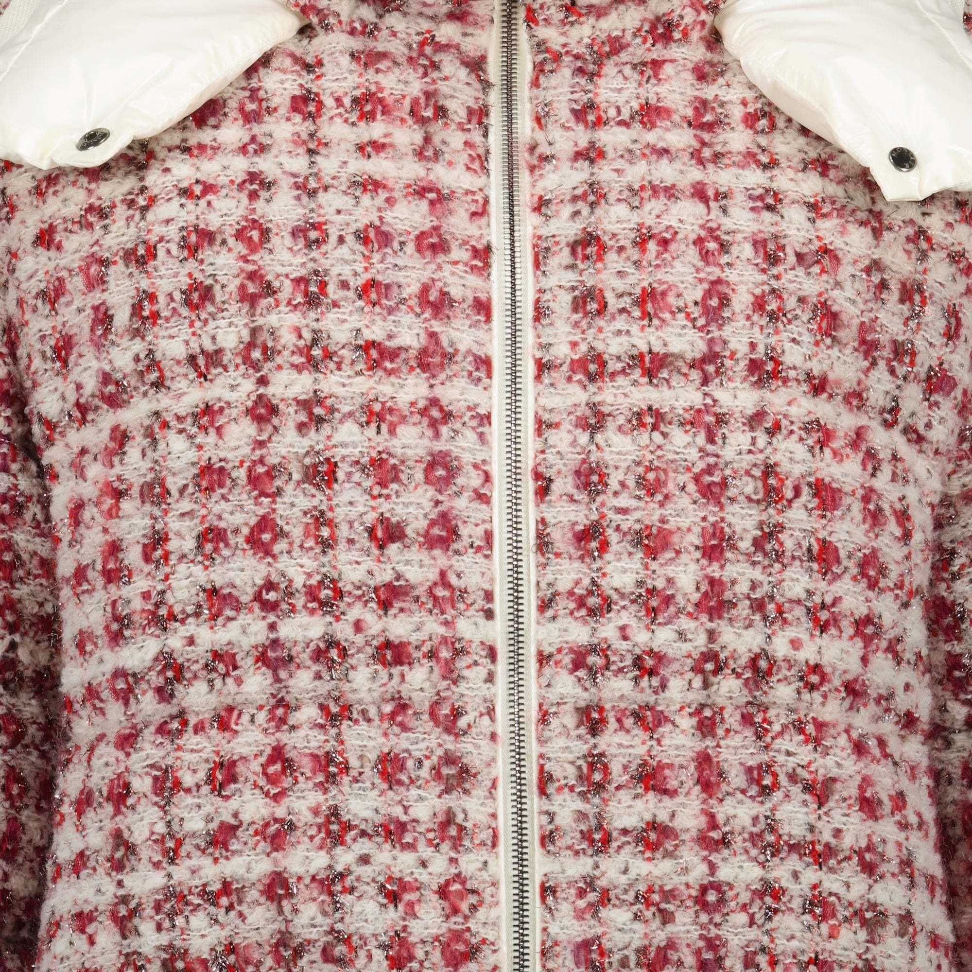 Moncler Andronne Checked Tweed Down Jacket In Red