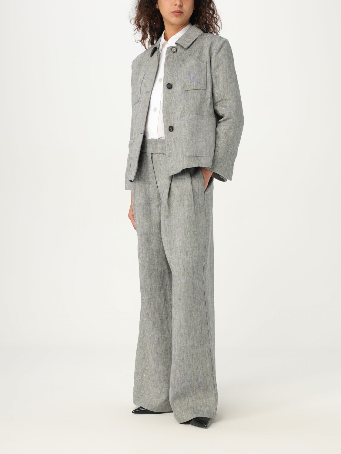 Max Mara Wide-leg Casual Pants In Gray