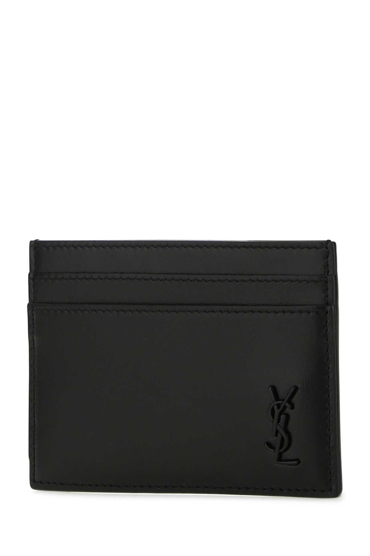 Saint Laurent Small Tiny Cassandre Cardholder In Black