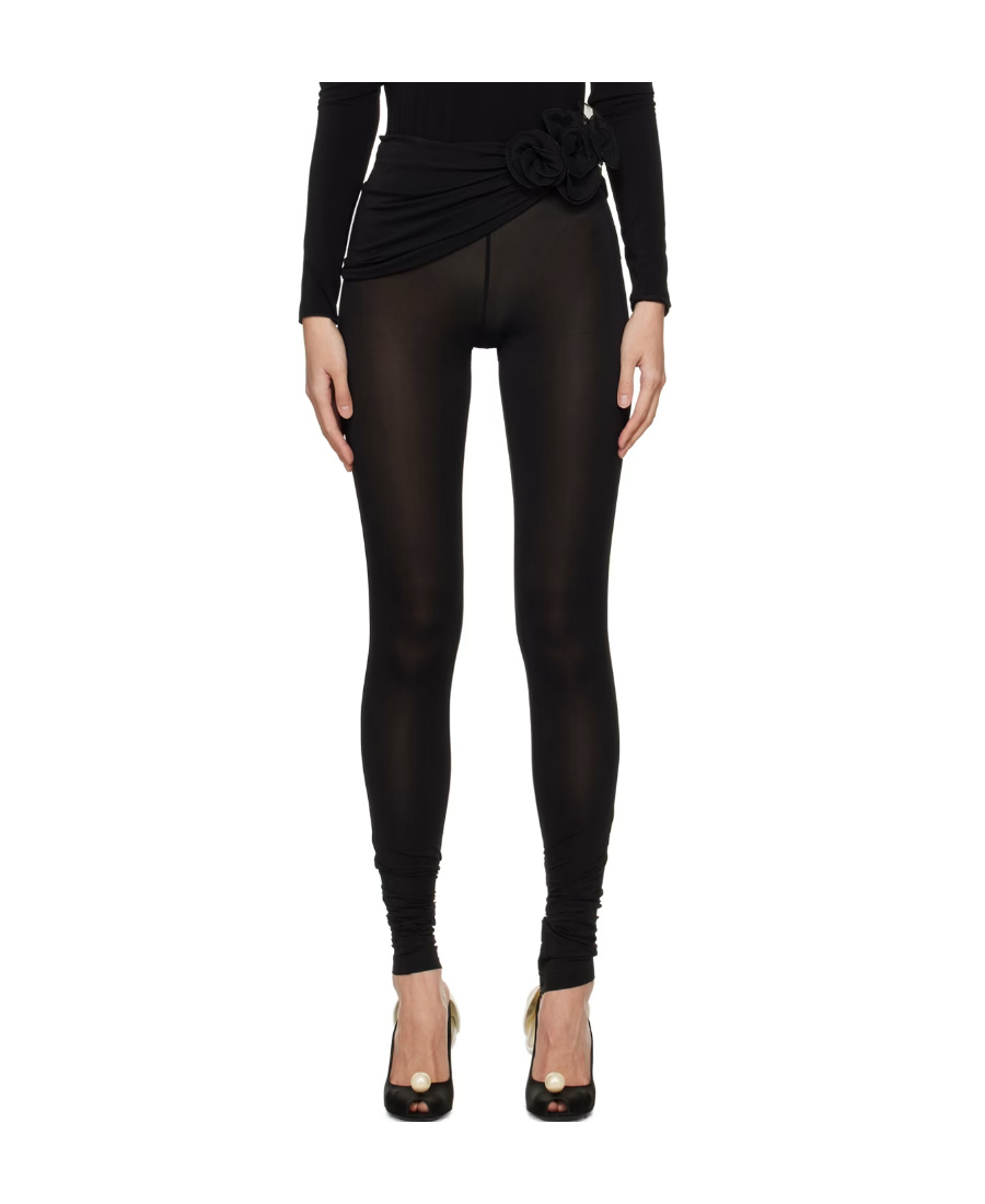 Shop Magda Butrym Floral-appliqué Leggings In Black