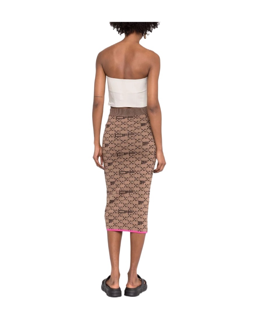 Off-white Monogram Skirt Brown Black In Brown