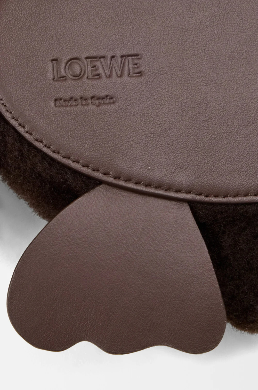 Loewe Platypus Bag In Shearling In Brown