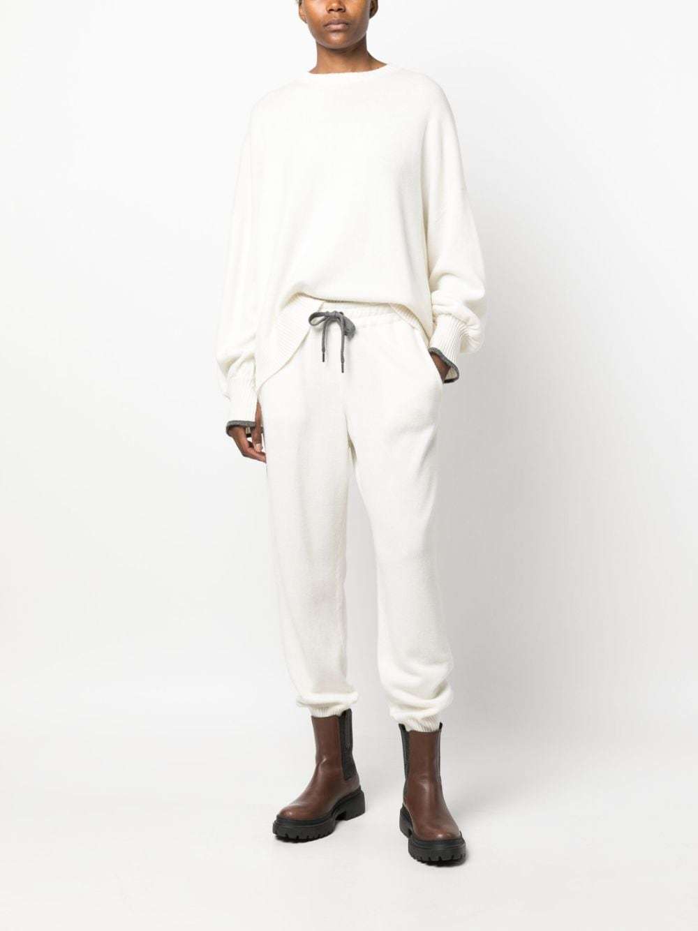 Brunello Cucinelli Crew-neck Cashmere Jumper In White