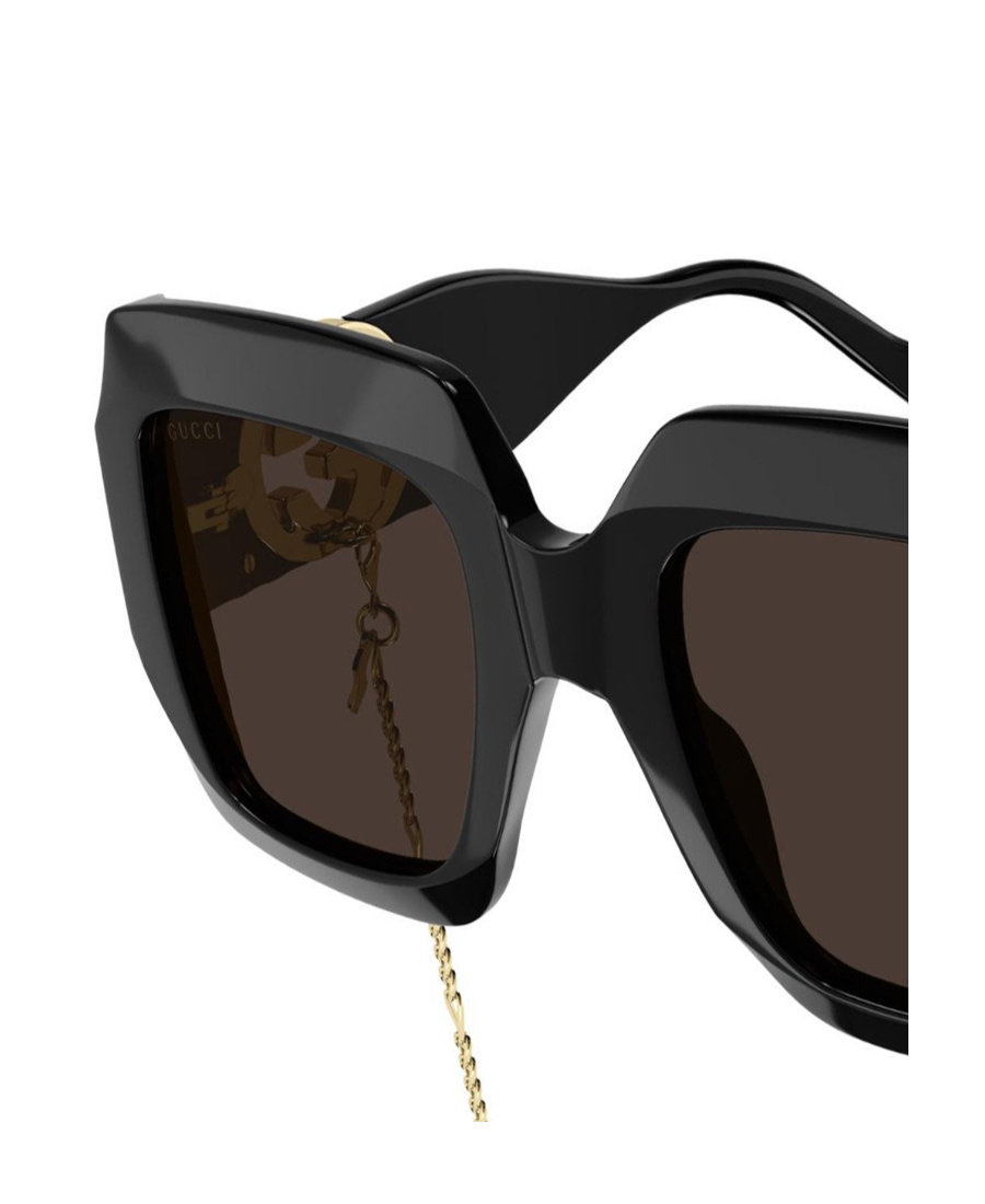 Gucci Oversize-frame Chain-detail Sunglasses In Black