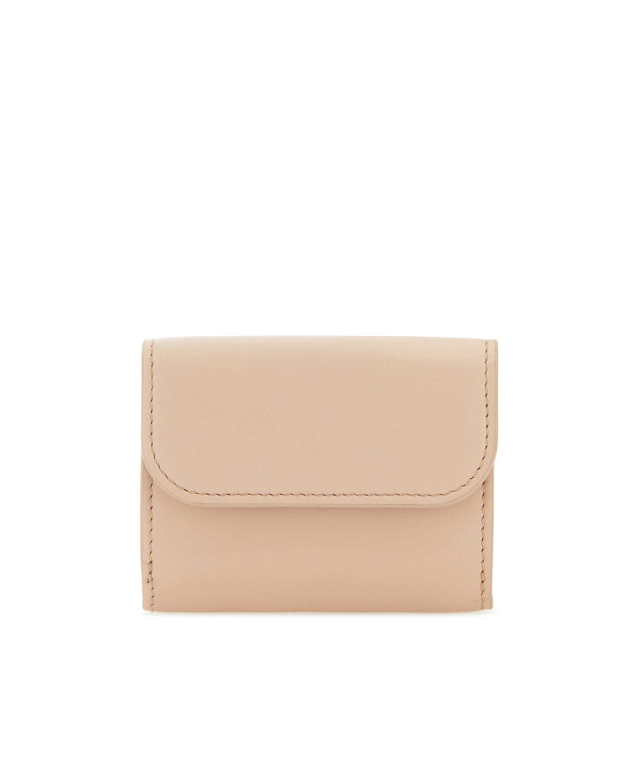 Shop Chloé Logo Embroidered Tri-fold Wallet In Nude