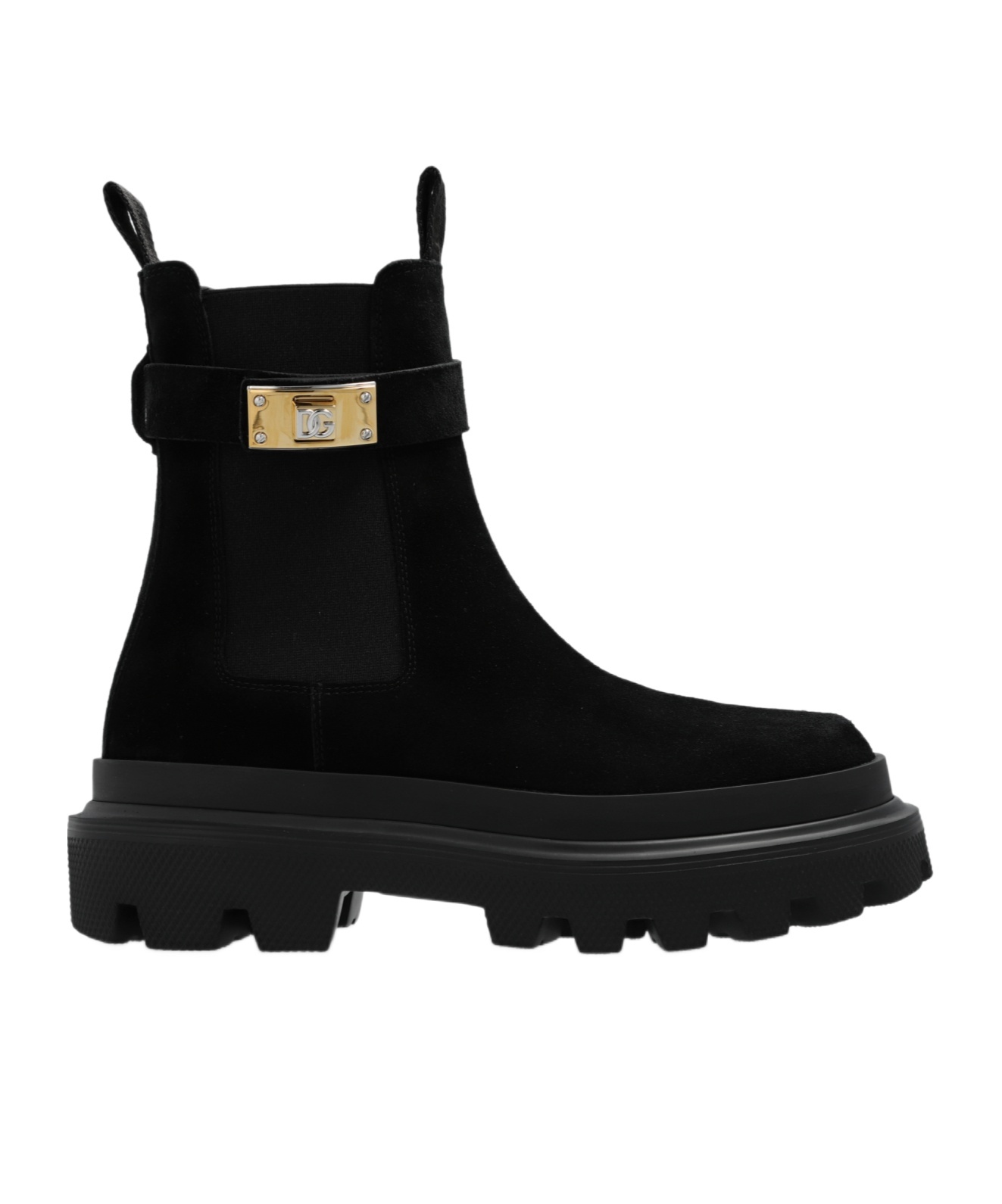 Dolce & Gabbana Calfskin Ankle Boots With Branded Strap In Black