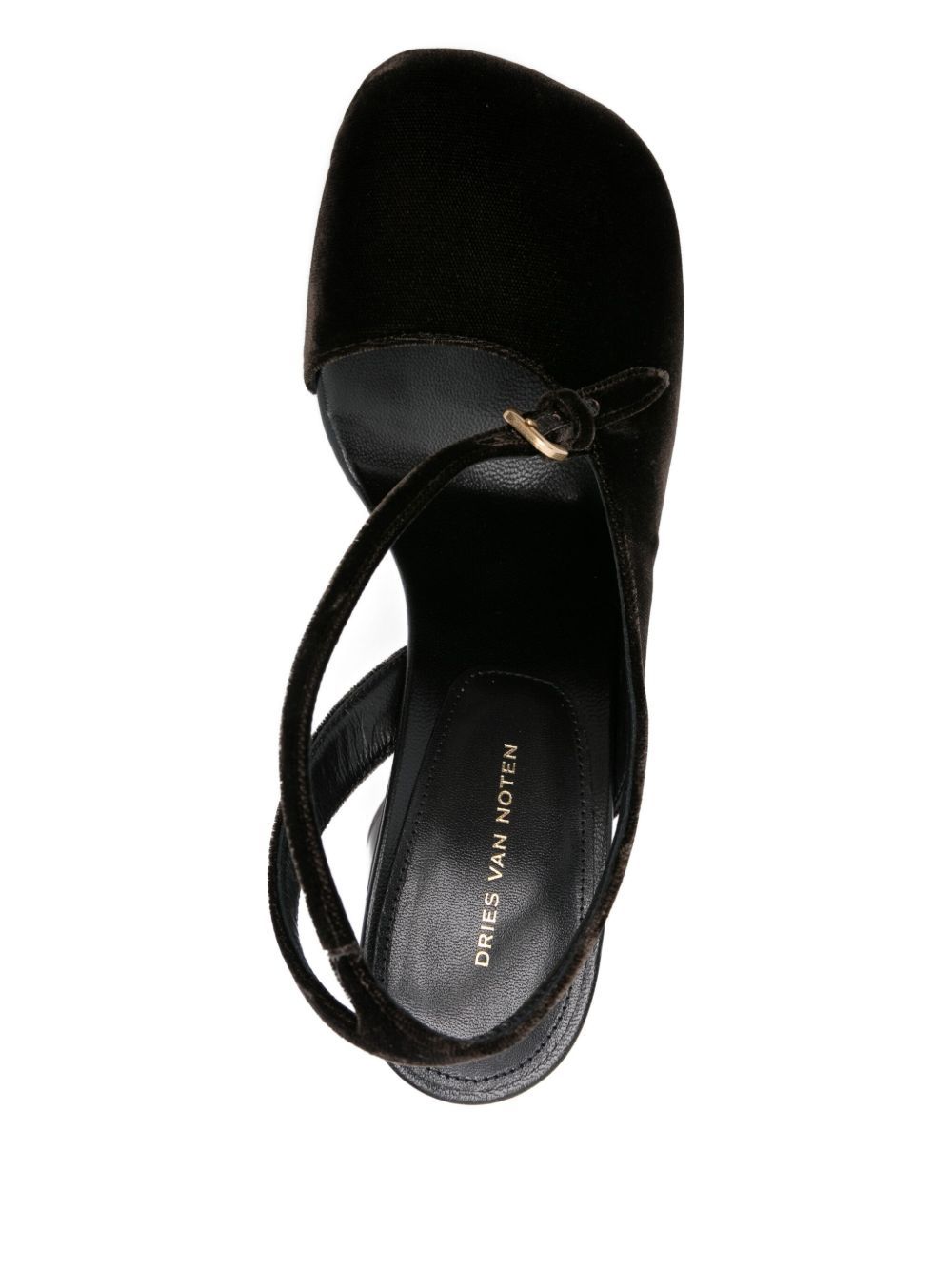 Dries Van Noten Velvet Abstrack Slingback Heels 95 In Black