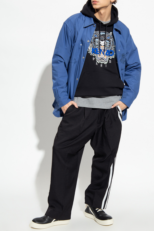 Kenzo Tiger Logo-embroidered Hoodie In Black