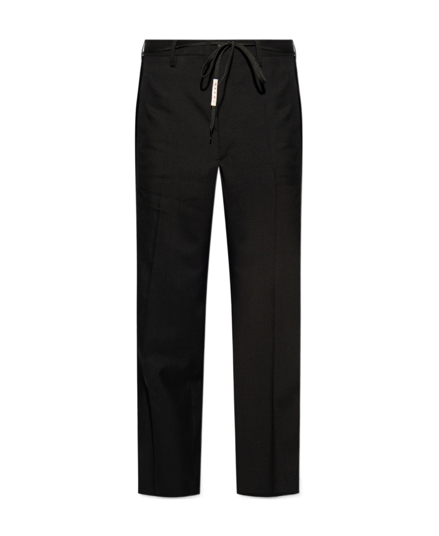 Marni Satin-stripe Trim Trousers In Black