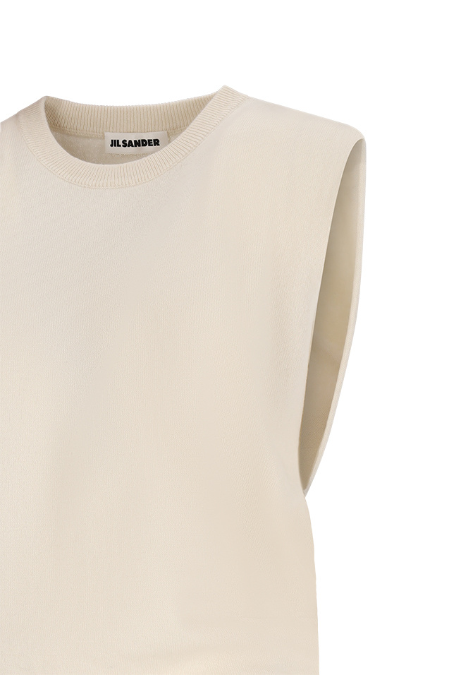 Jil Sander Sleeveless Knitted Vest In Nude