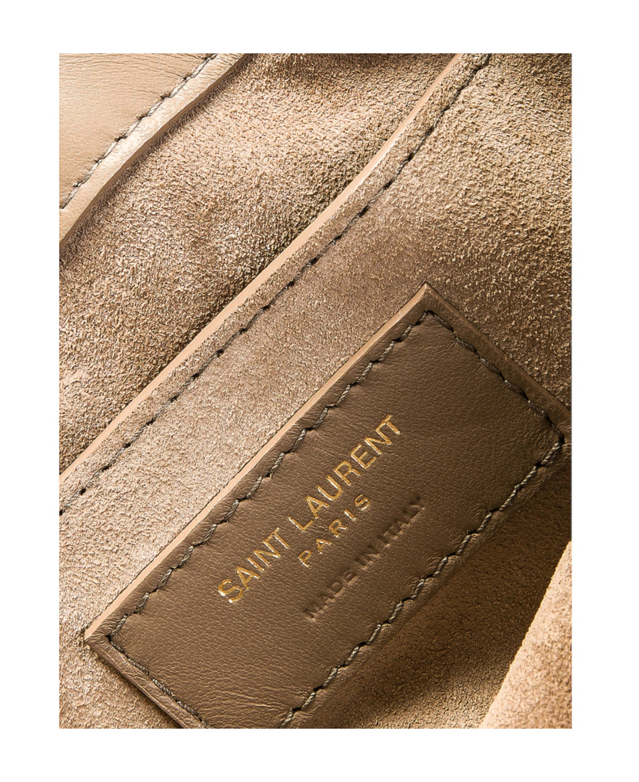 Saint Laurent Le 57 Logo Plaque Shoulder Bag In Nude