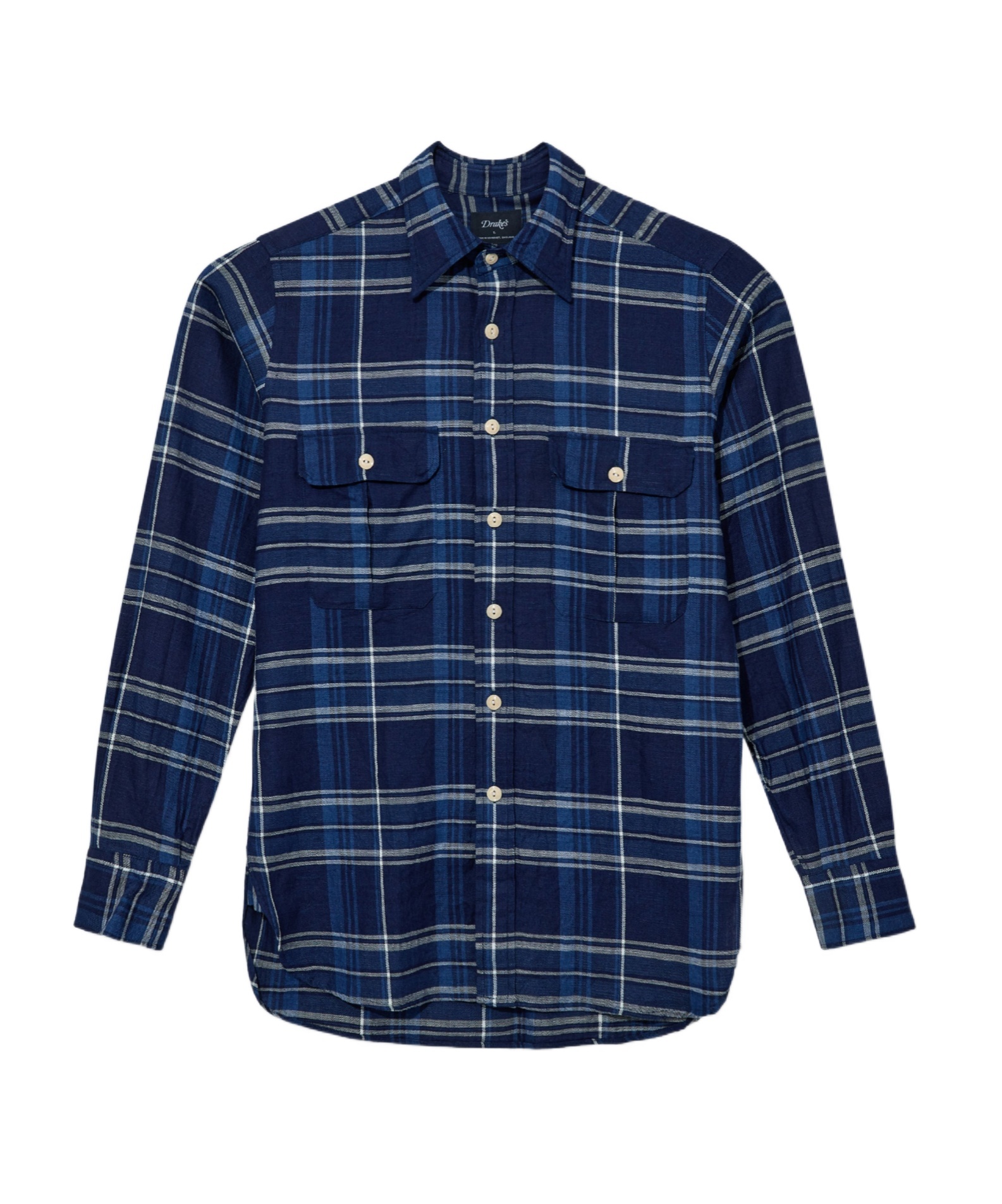 Drake's London Long Sleeve Shirt In Blue