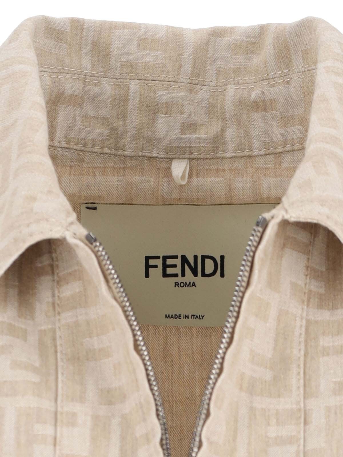 Fendi Chambray Ff Jacket In Neutral