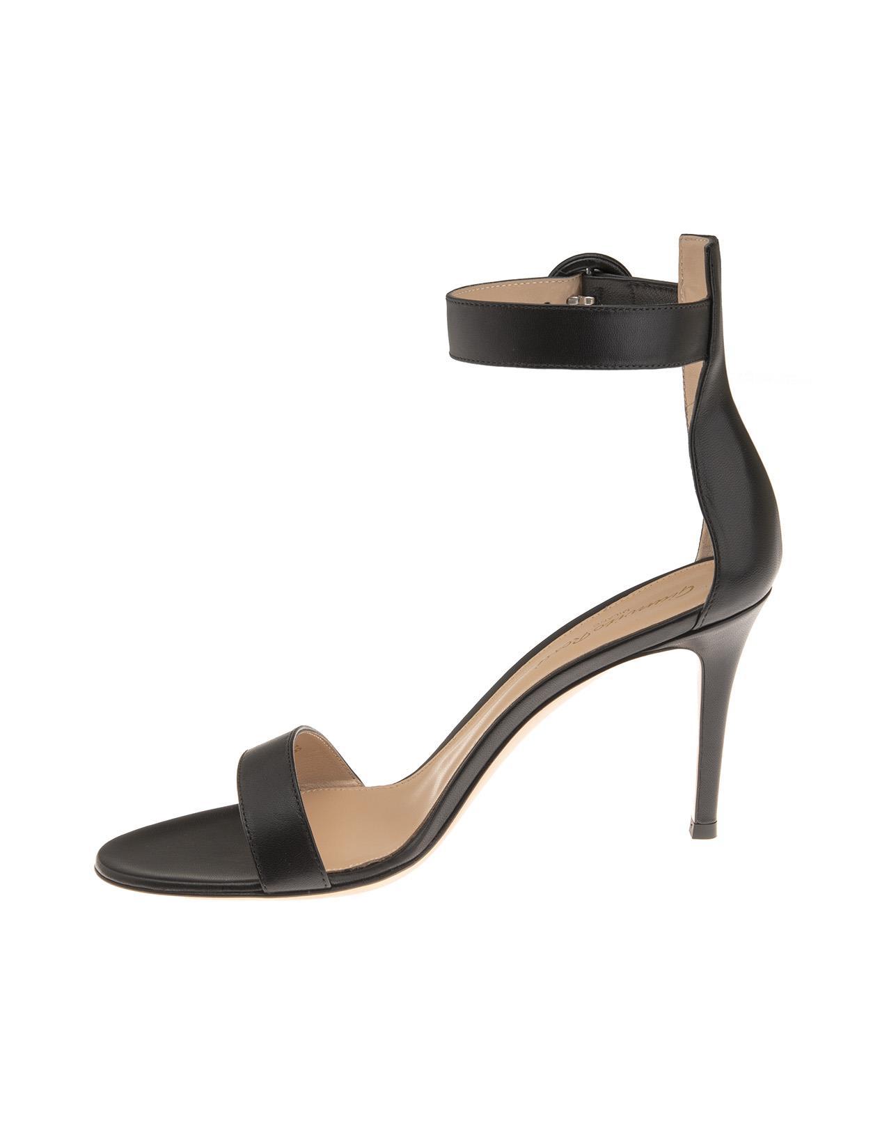 Gianvito Rossi Black Logo Design High-heeled Sandals In Black