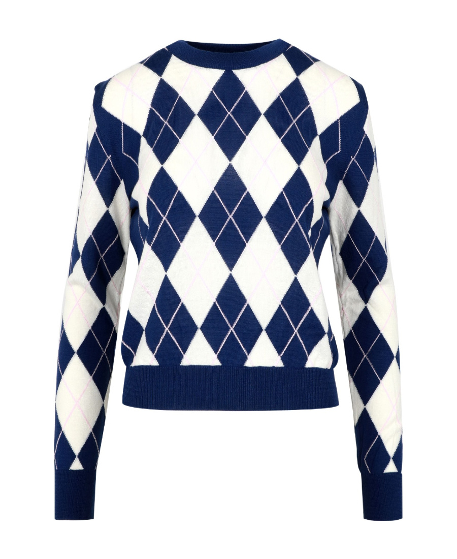 Msgm Woman Sweater Blue Size M Virgin Wool In White