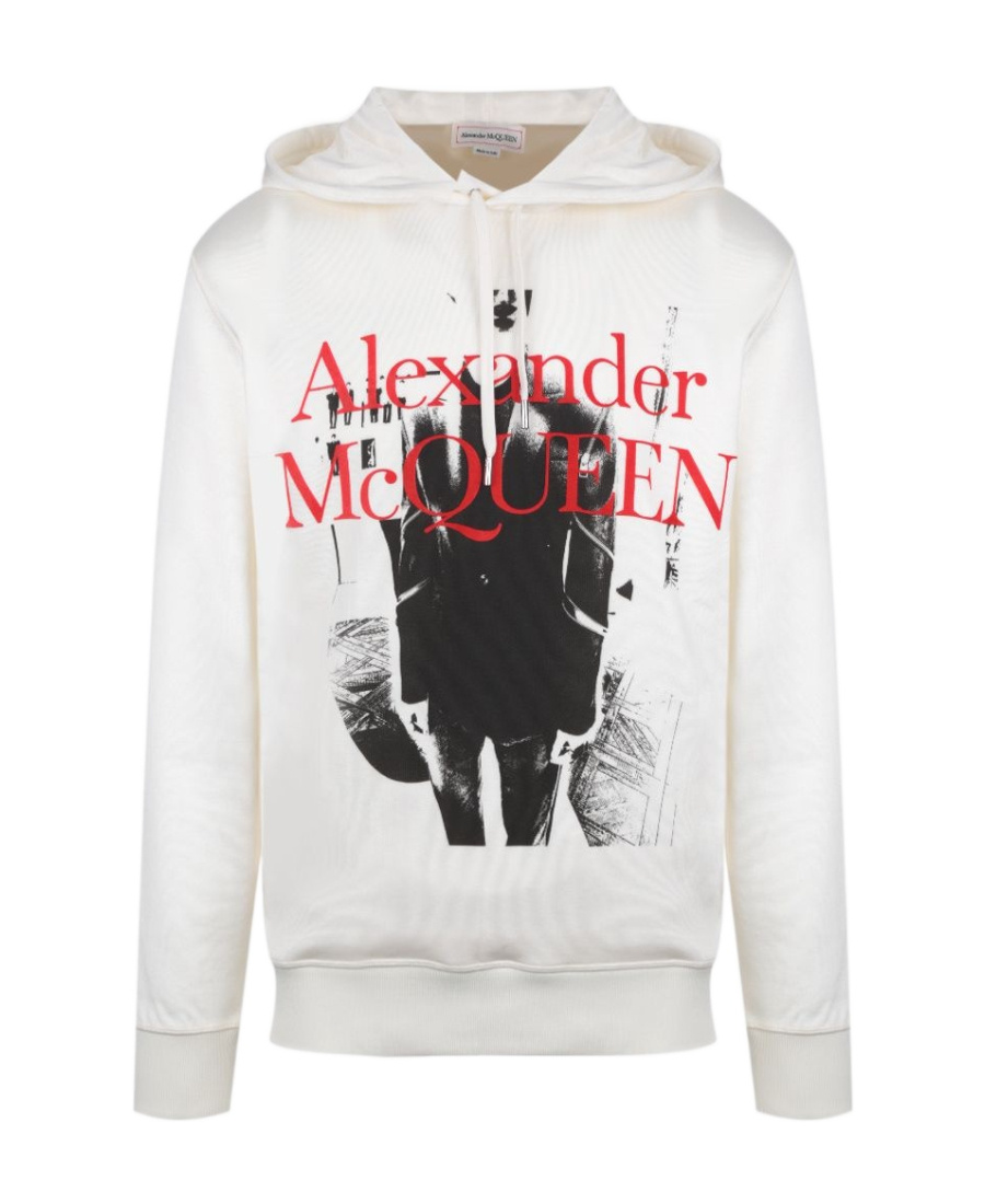 Alexander Mcqueen Printed Hooded Sweatshirt In White