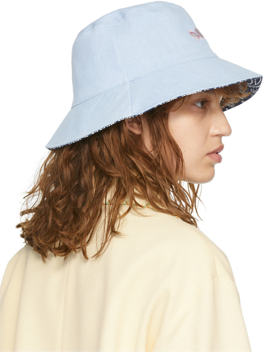 Steve J & Yoni P Logo Embroidered Double-sided Fisherman Hat In White