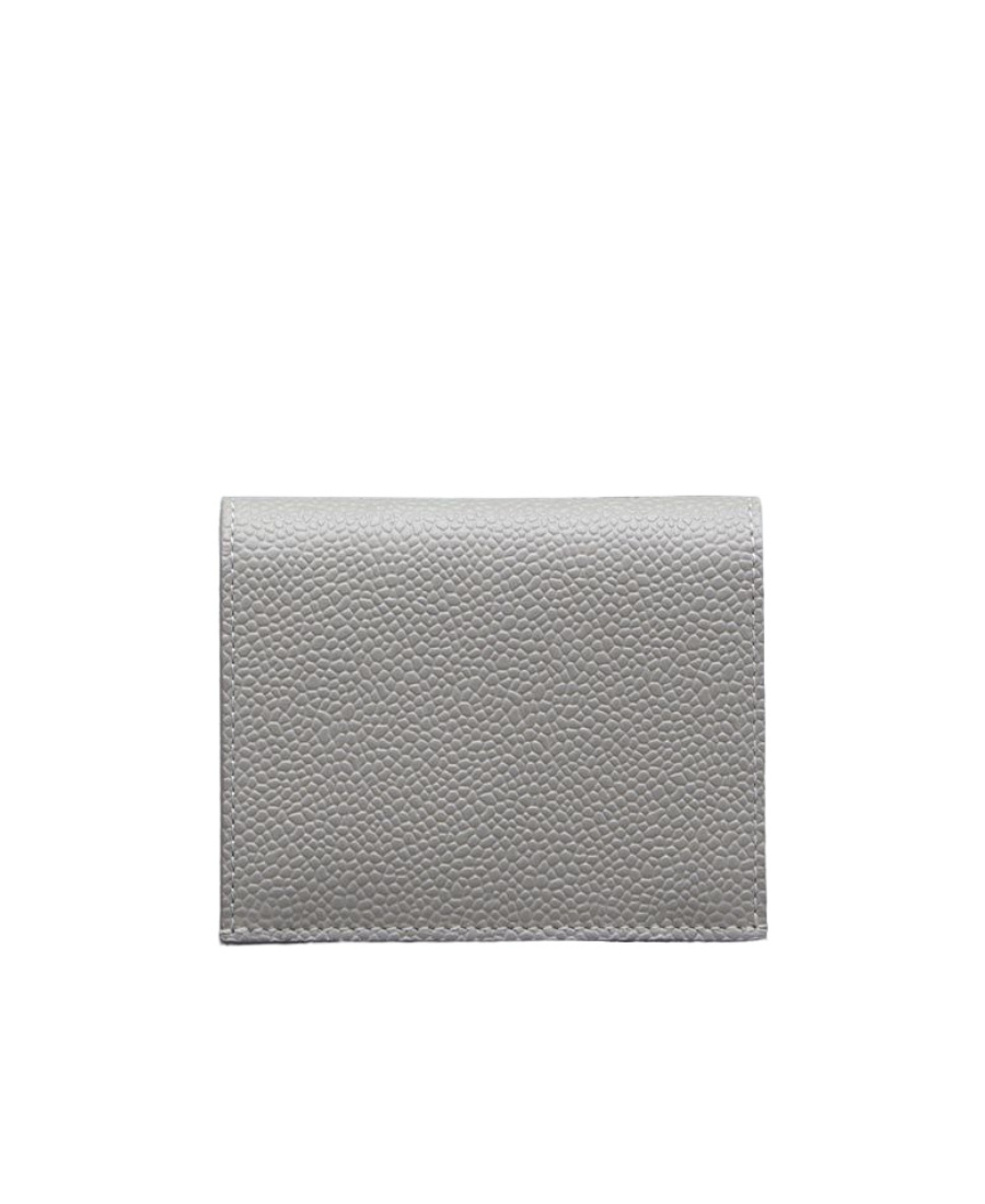 Thom Browne Pebbled Billfold Wallet In Gray