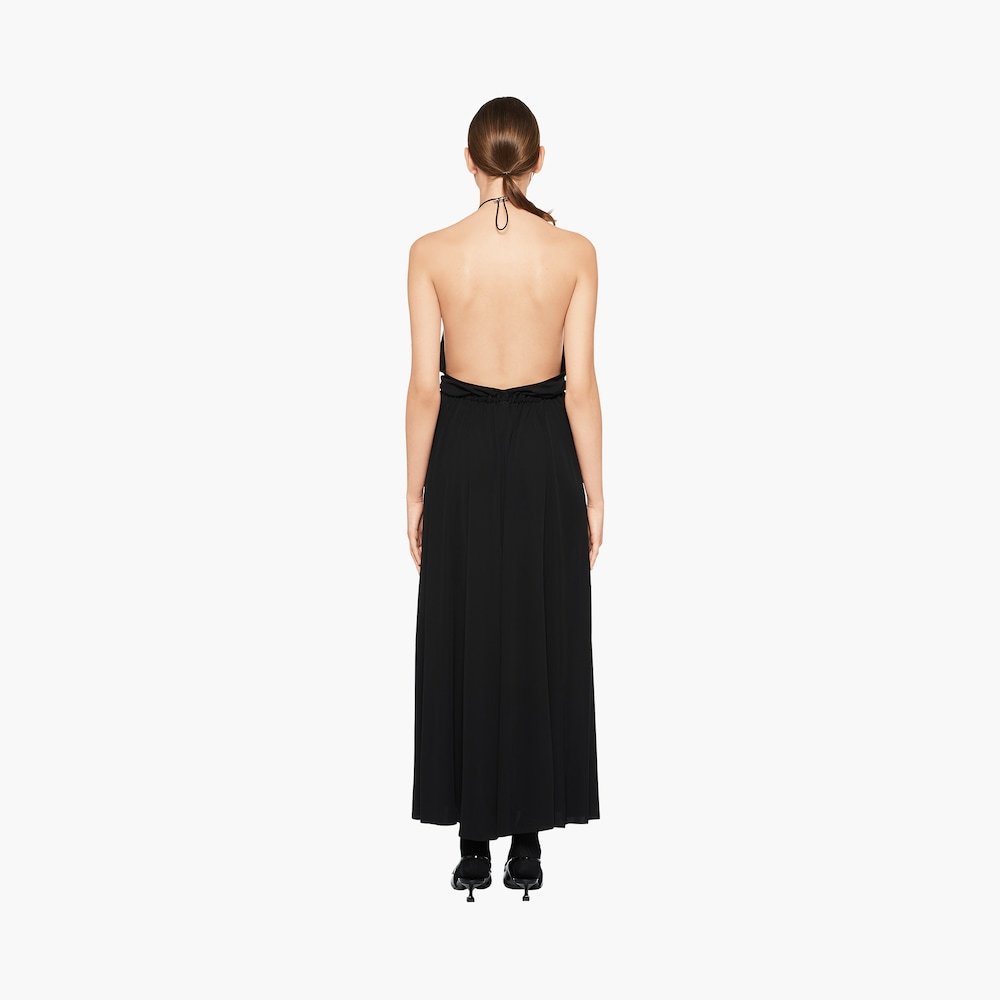 Miu Miu Organzine Halter Midi-dress In Black