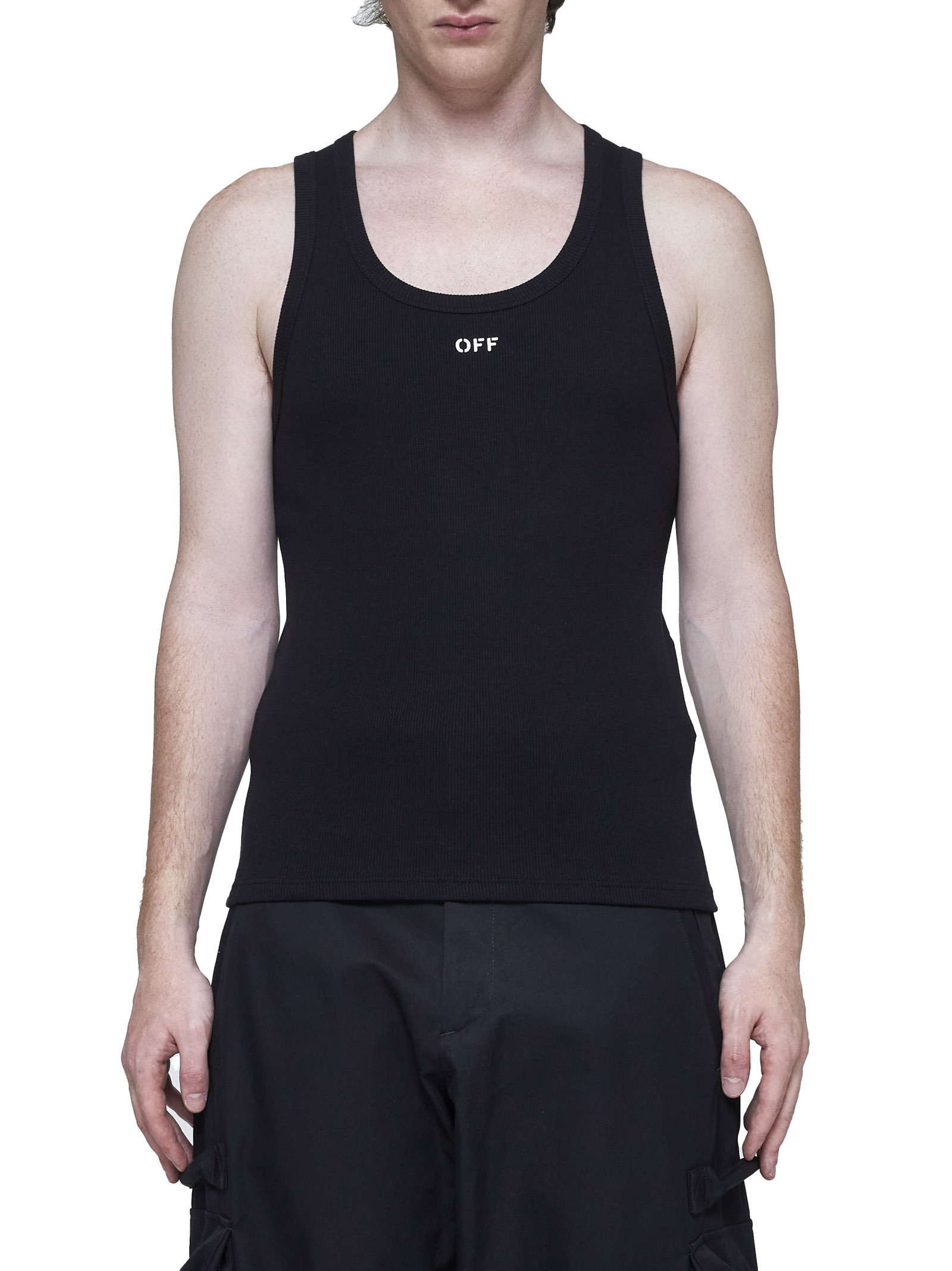 Shop Off-white Logo-print Tank Top In Black