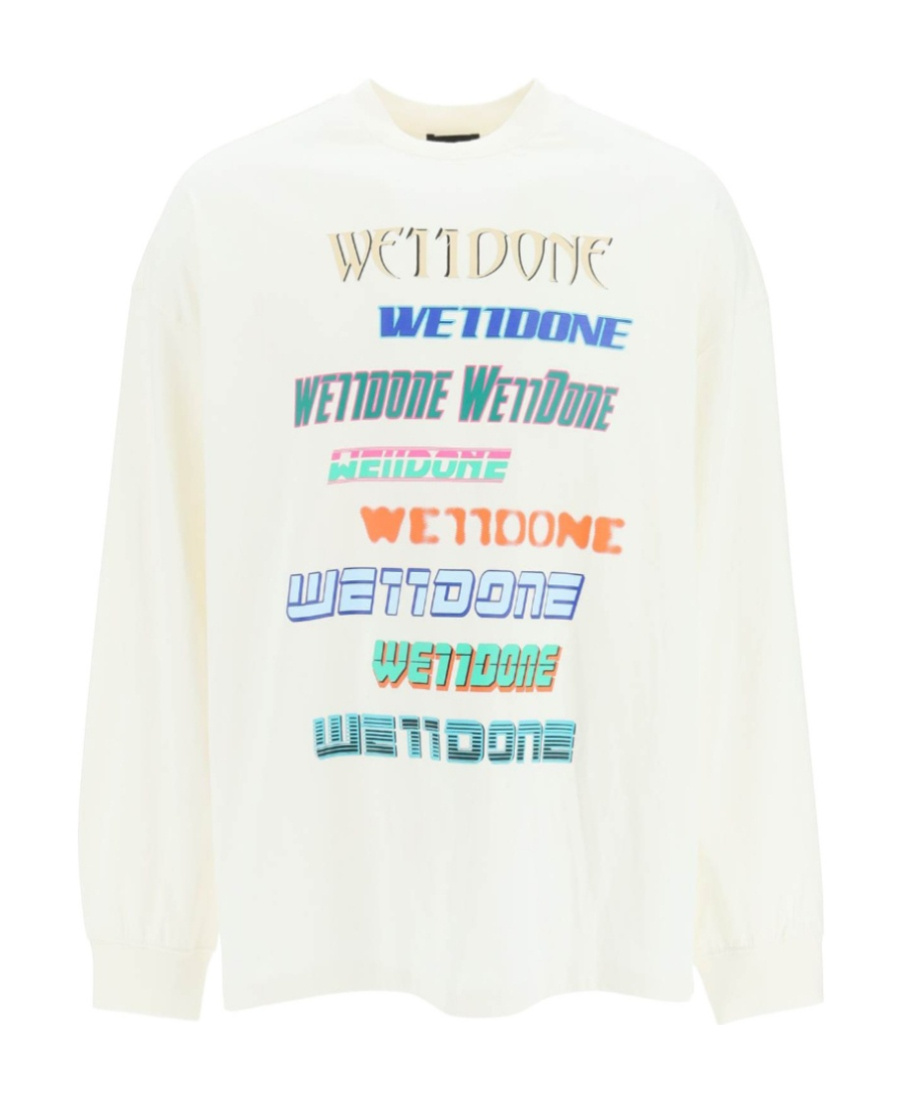 We11 Done Multi-logo Cotton Sweatshirt In White