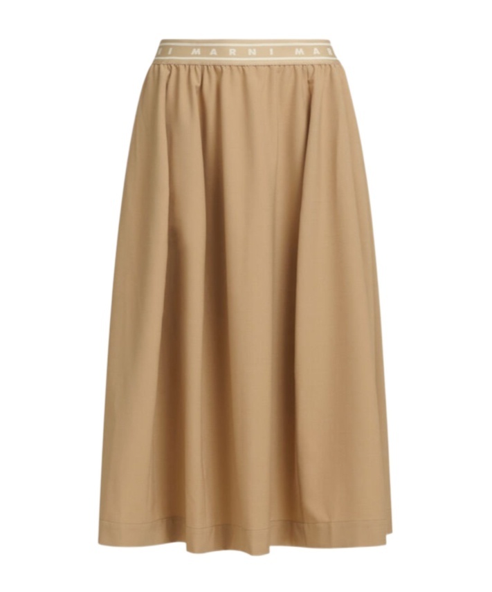 Marni Midi Pleated Skirt Knee Length In Nude