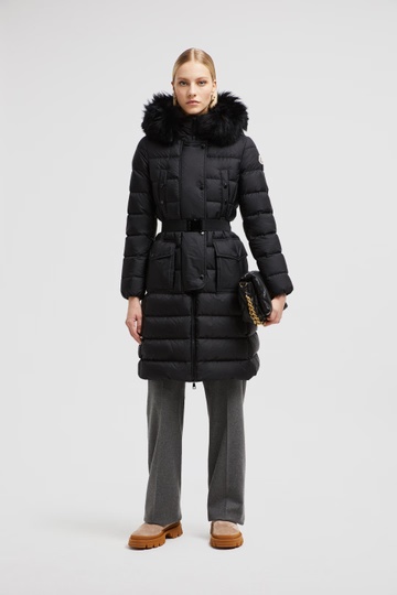 Moncler Khloe Shearling-trimmed Down Jacket In Black