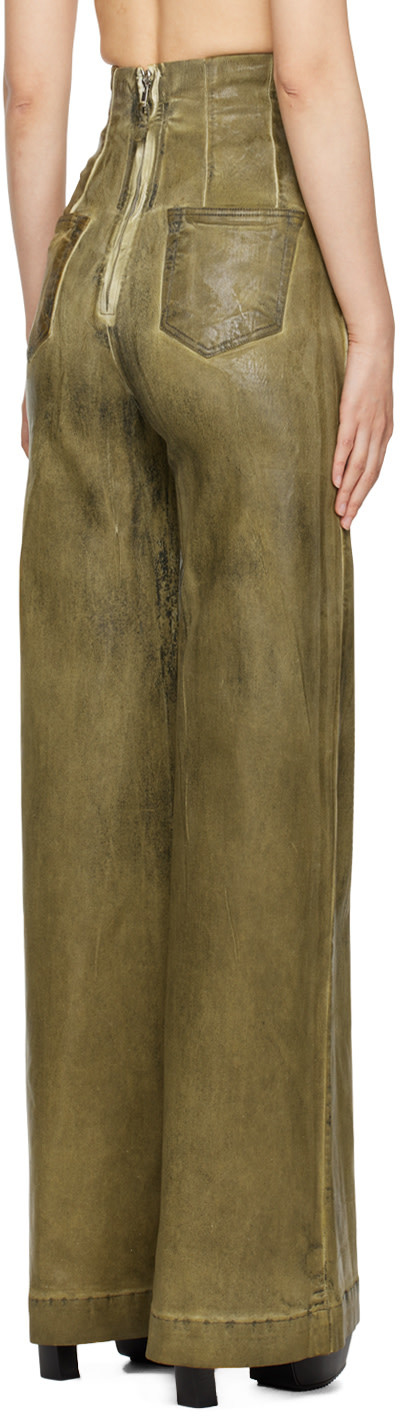 Rick Owens Drkshdw Dirt Cooper High Rise Denim Wide Jeans In Green