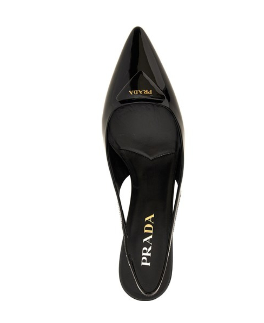Prada 55mm Patent-leather Slingback Pumps In Black