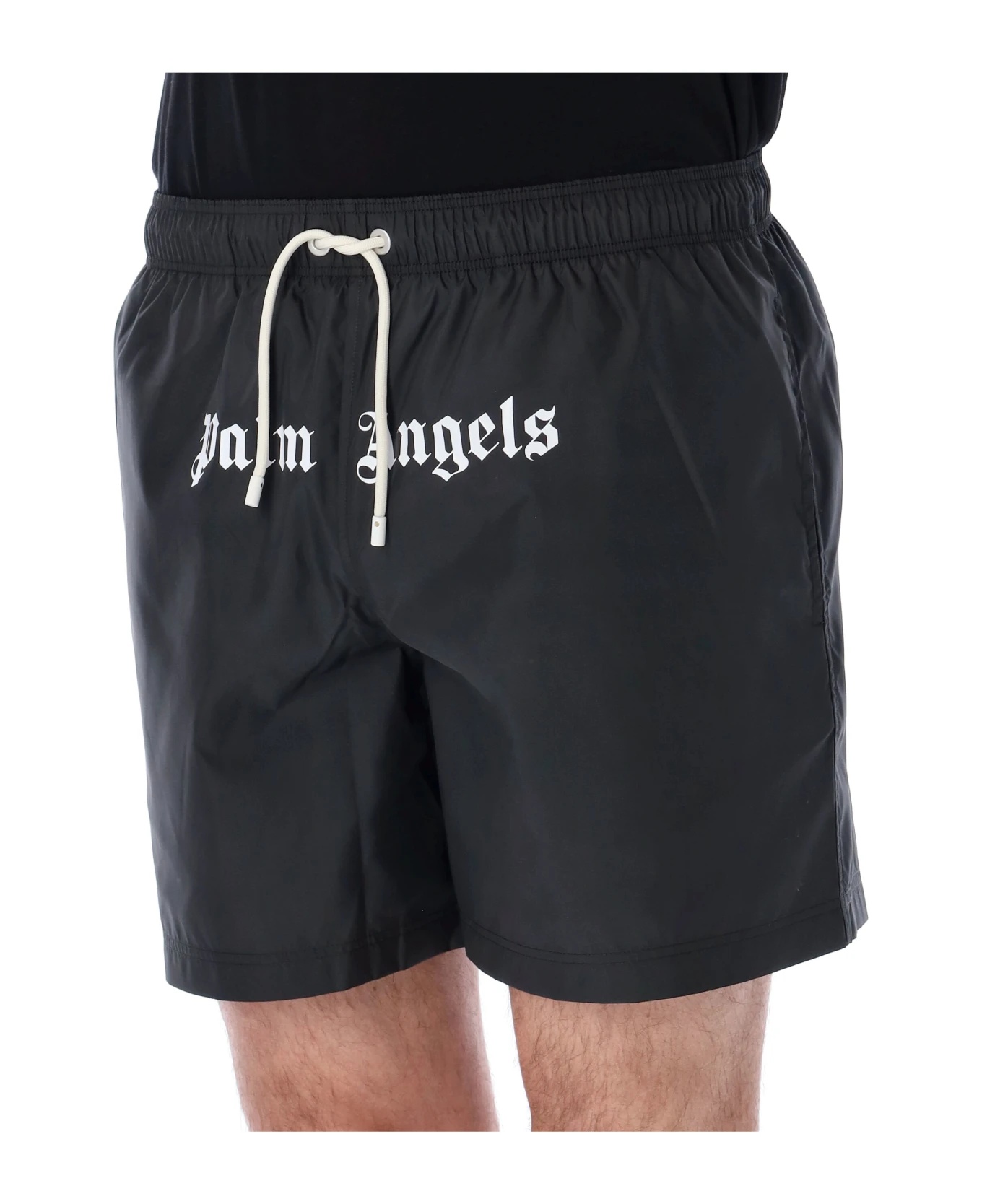 Palm Angels Logo Swim Shorts In Black