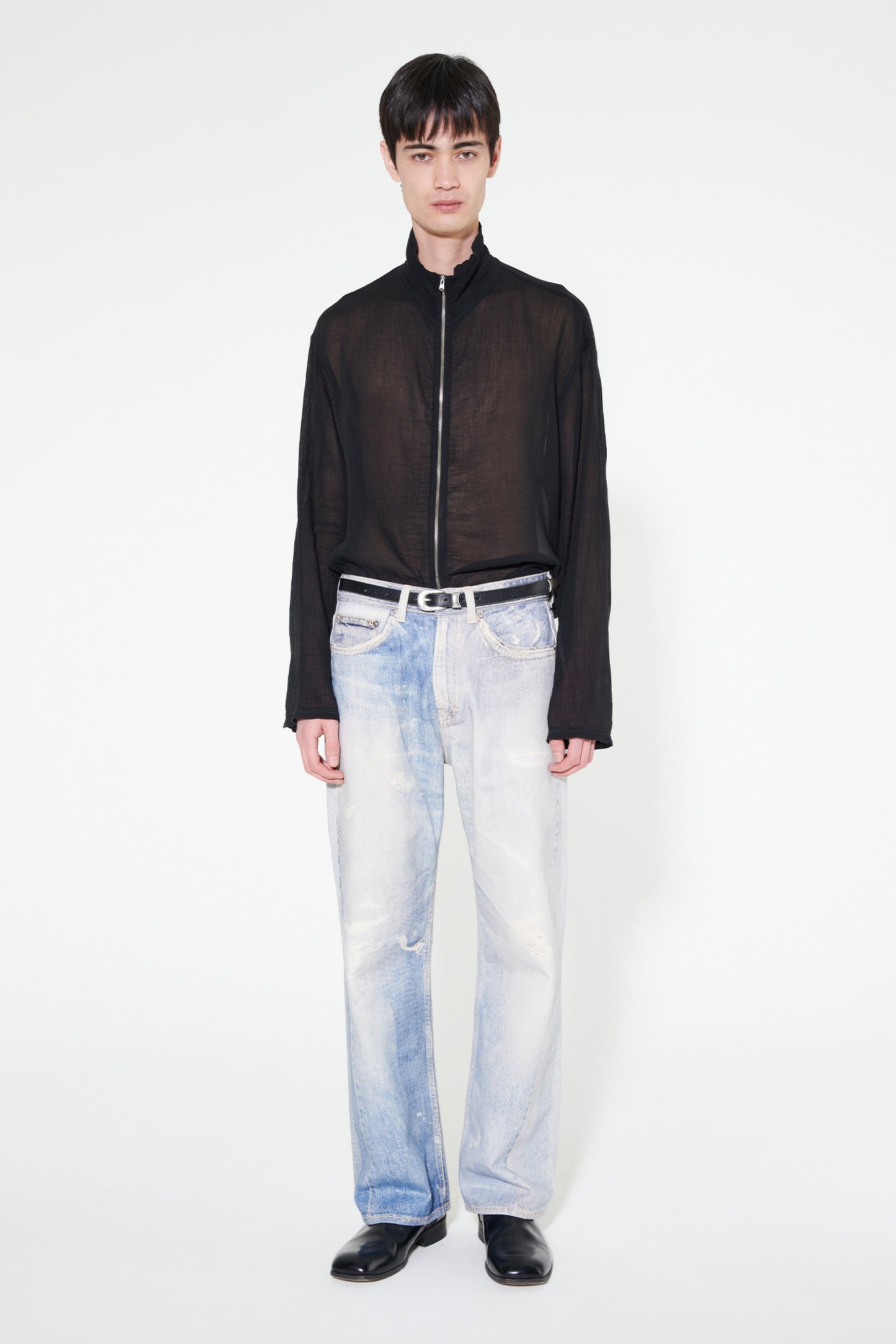 Our Legacy Mens Digital Denim Print Third Cut Faded-wash Denim Jeans In Blue