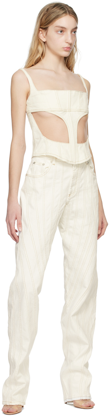 Mugler Front Hollowed-out Detail Vest In White