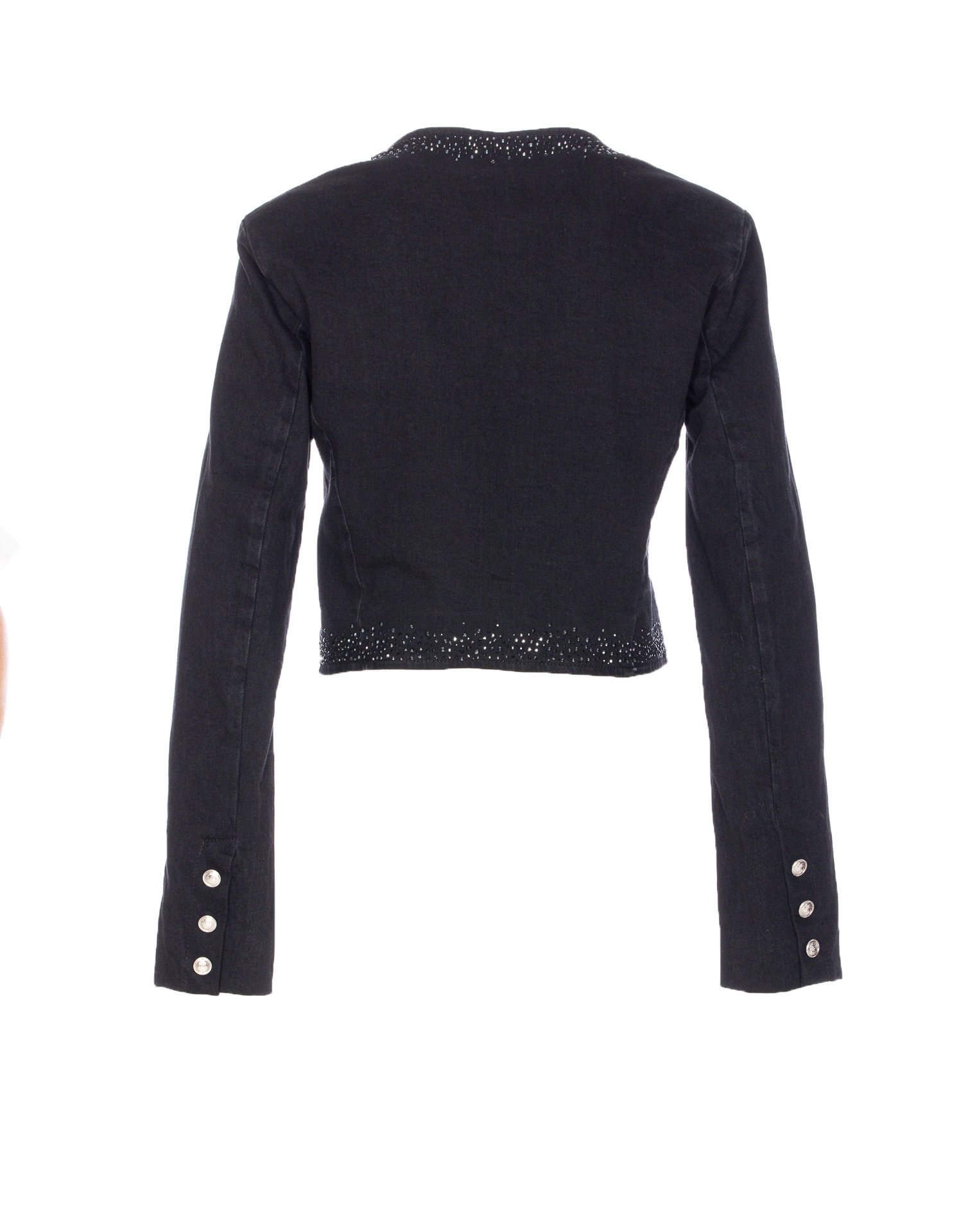 Liu •jo Denim Jacket Studded Buttoned Pockets In Black