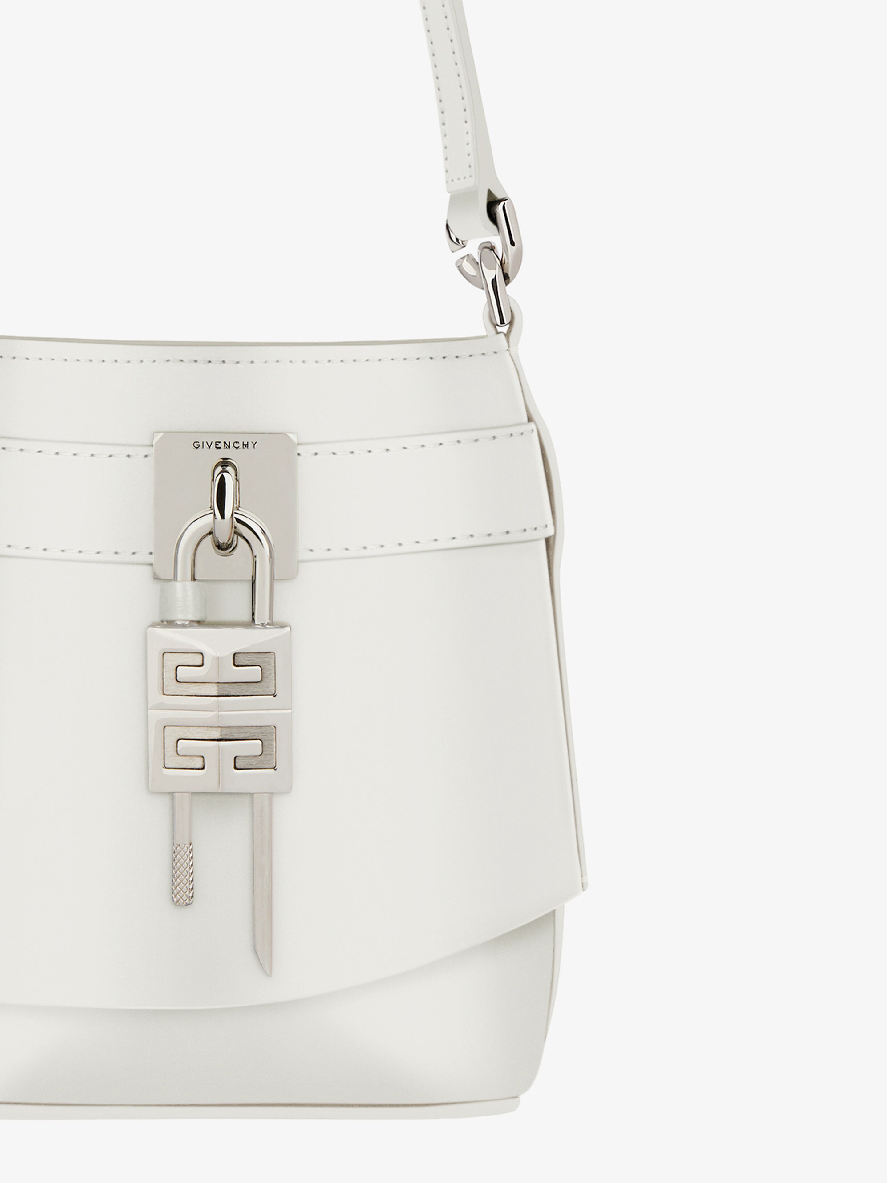 Givenchy Mini Shark Lock Bucket Handbag In White