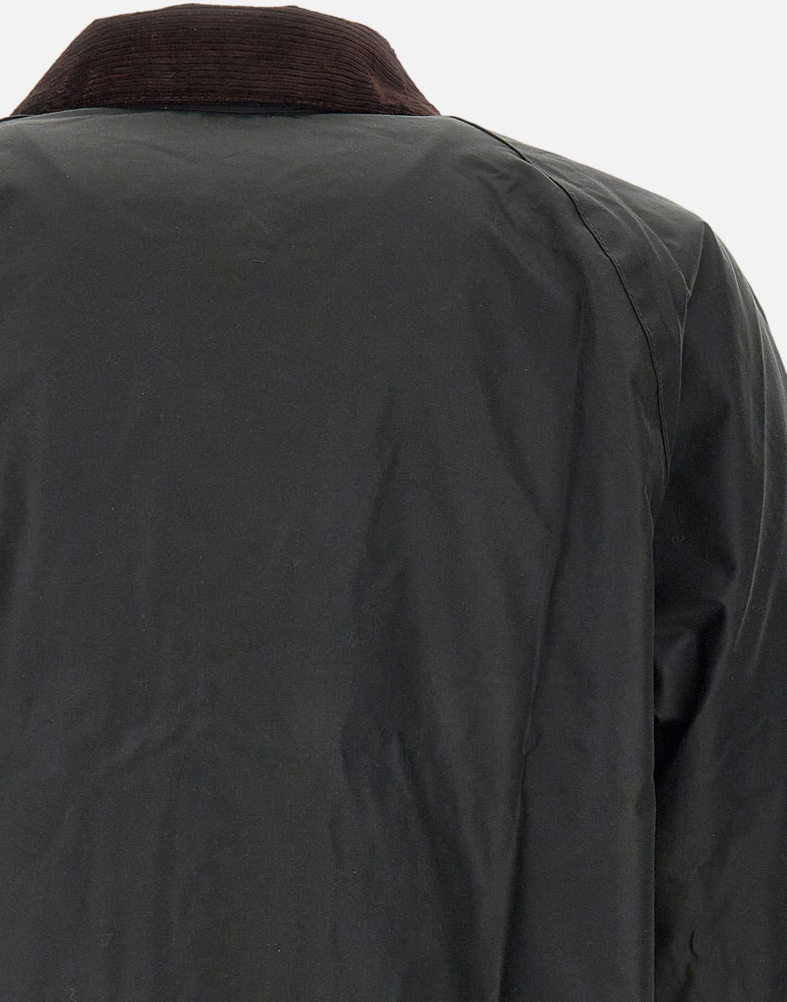 Barbour Transport Waxed Corduroy-collar Jacket In Black