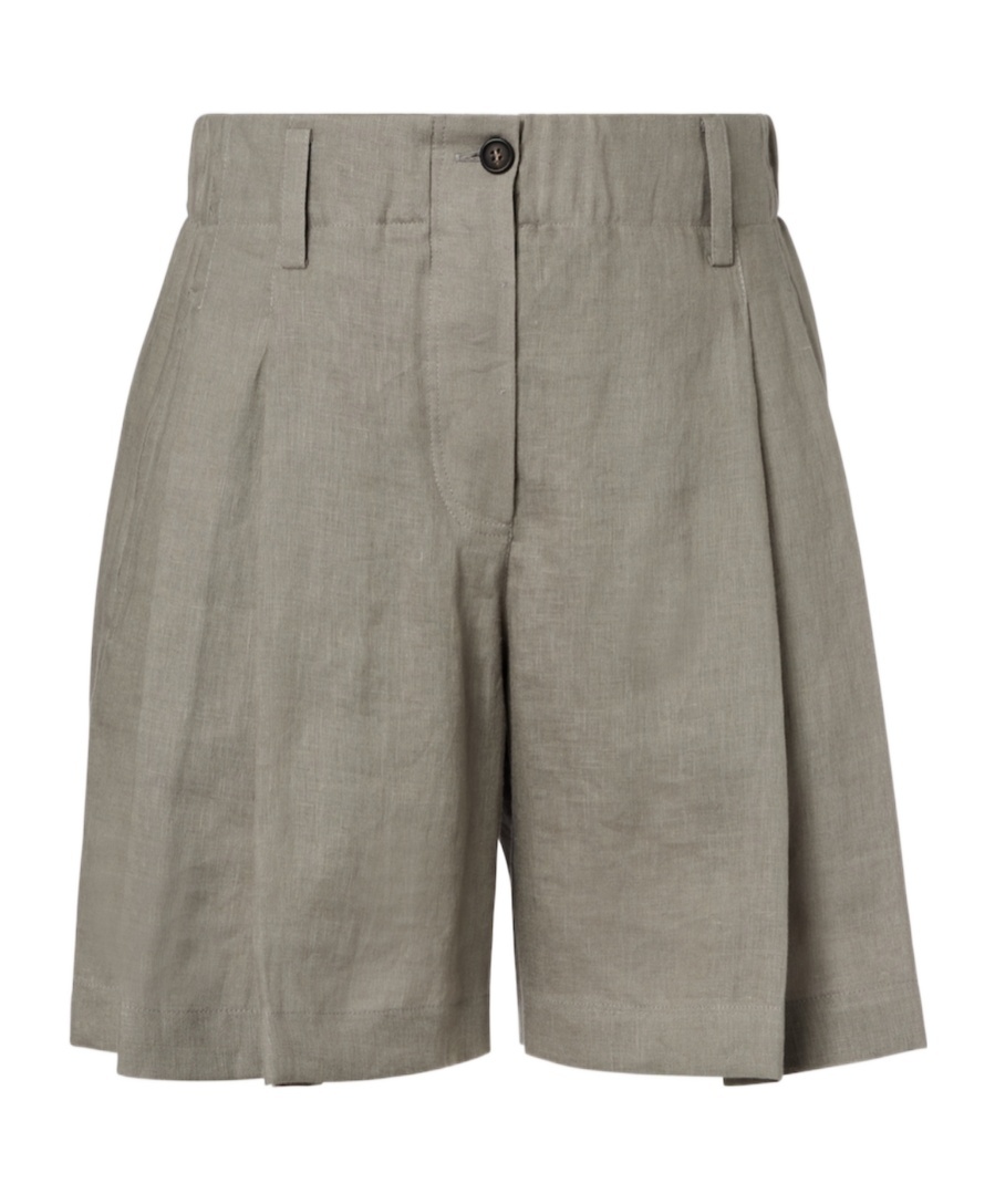 Brunello Cucinelli Linen Shorts In Gray